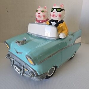 Vintage‎ Clay Art Collectible Cookie Jar Cruisin' Cats